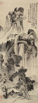  chinese oil painting - Shitao house in pine and conduit old Chinese